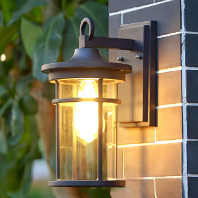 Contemporary Industrial Column Aluminum Glass 1-Light Wall Sconce Lamp For Garden