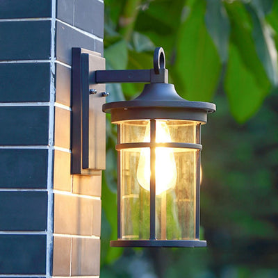 Contemporary Industrial Column Aluminum Glass 1-Light Wall Sconce Lamp For Garden