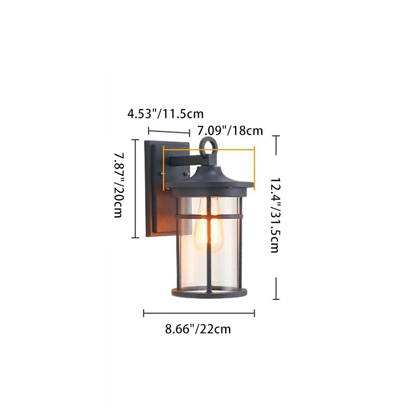 Contemporary Industrial Column Aluminum Glass 1-Light Wall Sconce Lamp For Garden