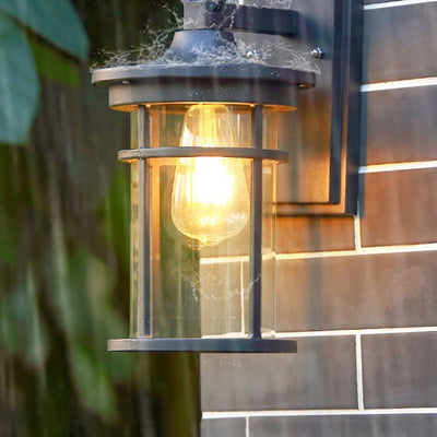 Contemporary Industrial Column Aluminum Glass 1-Light Wall Sconce Lamp For Garden