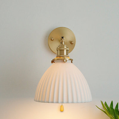 Traditional Japanese Dome Copper Ceramic 1-Light Wall Sconce Lamp For Living Room