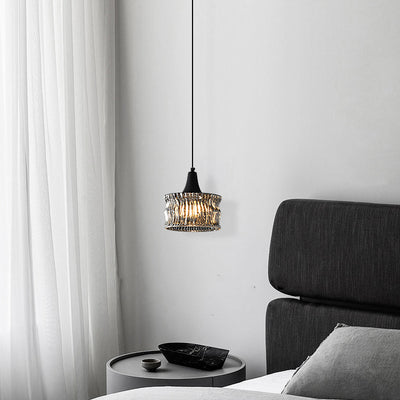 Modern Minimalist Cylinder Copper Glass 1-Light Pendant Light For Living Room