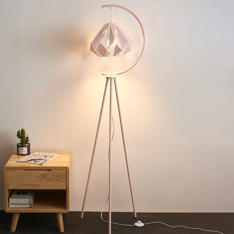 Contemporary Creative Diamond Steel Iron 1-Light Standing Floor Lamp For Living Room