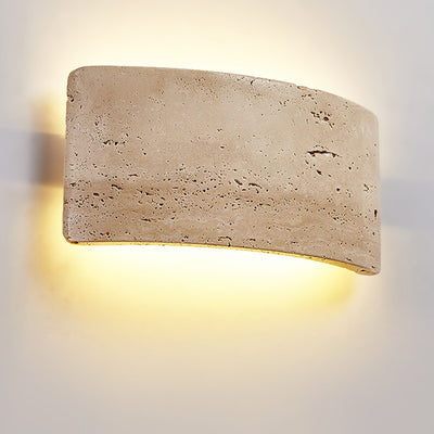 Traditional Japanese Rectangular Stone LED Wall Sconce Lamp For Living Room