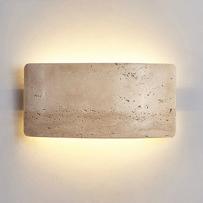 Traditional Japanese Rectangular Stone LED Wall Sconce Lamp For Living Room