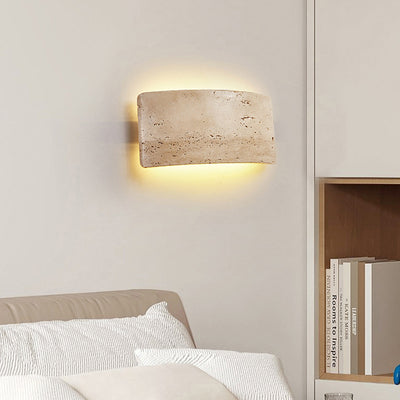 Traditional Japanese Rectangular Stone LED Wall Sconce Lamp For Living Room