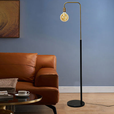 Contemporary Nordic Column Iron Marble Glass 1-Light Standing Floor Lamp For Living Room