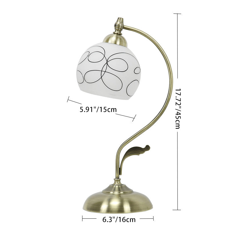 Traditional Tiffany Dome Iron Glass 1-Light Table Lamp For Living Room