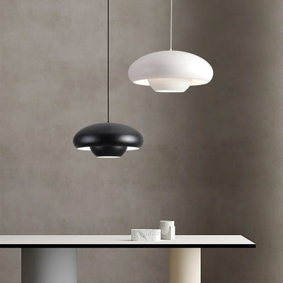 Modern Minimalist Round Aluminum 1-Light Pendant Light For Living Room