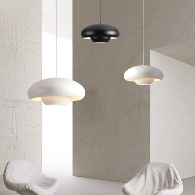 Modern Minimalist Round Aluminum 1-Light Pendant Light For Living Room