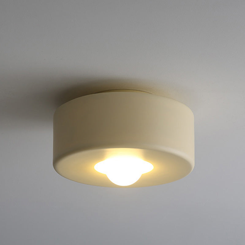 Contemporary Nordic Cylinder Resin 1-Light Flush Mount Ceiling Light For Living Room