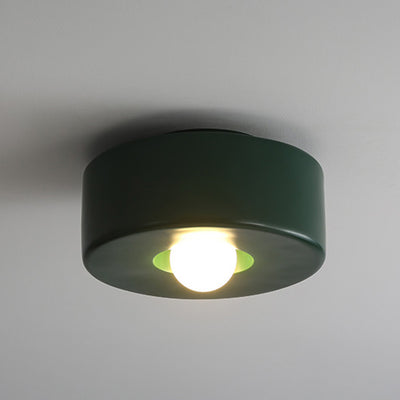 Contemporary Nordic Cylinder Resin 1-Light Flush Mount Ceiling Light For Living Room