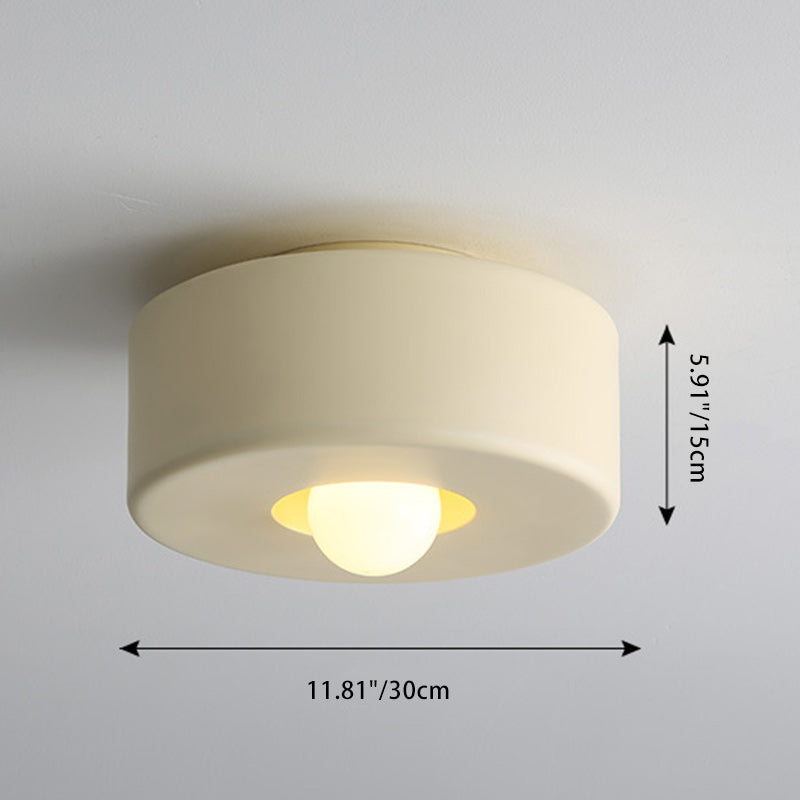 Contemporary Nordic Cylinder Resin 1-Light Flush Mount Ceiling Light For Living Room