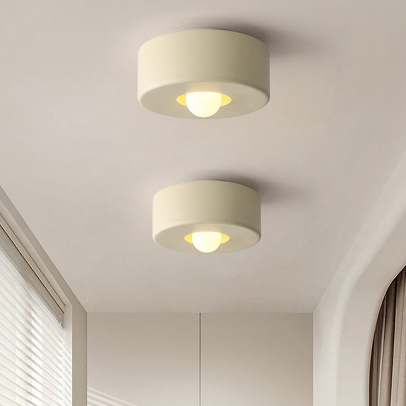 Contemporary Nordic Cylinder Resin 1-Light Flush Mount Ceiling Light For Living Room