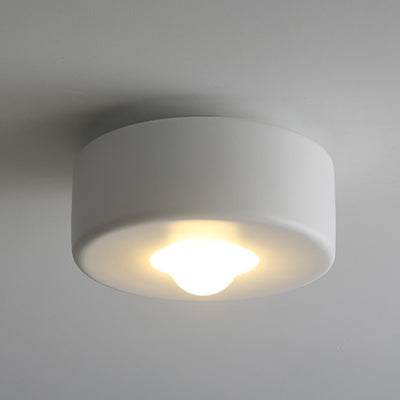 Contemporary Nordic Cylinder Resin 1-Light Flush Mount Ceiling Light For Living Room