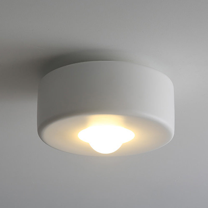 Contemporary Nordic Cylinder Resin 1-Light Flush Mount Ceiling Light For Living Room