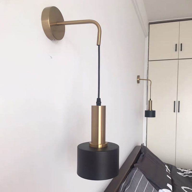 Modern Minimalist Cylinder Iron 1-Light Wall Sconce Lamp For Living Room