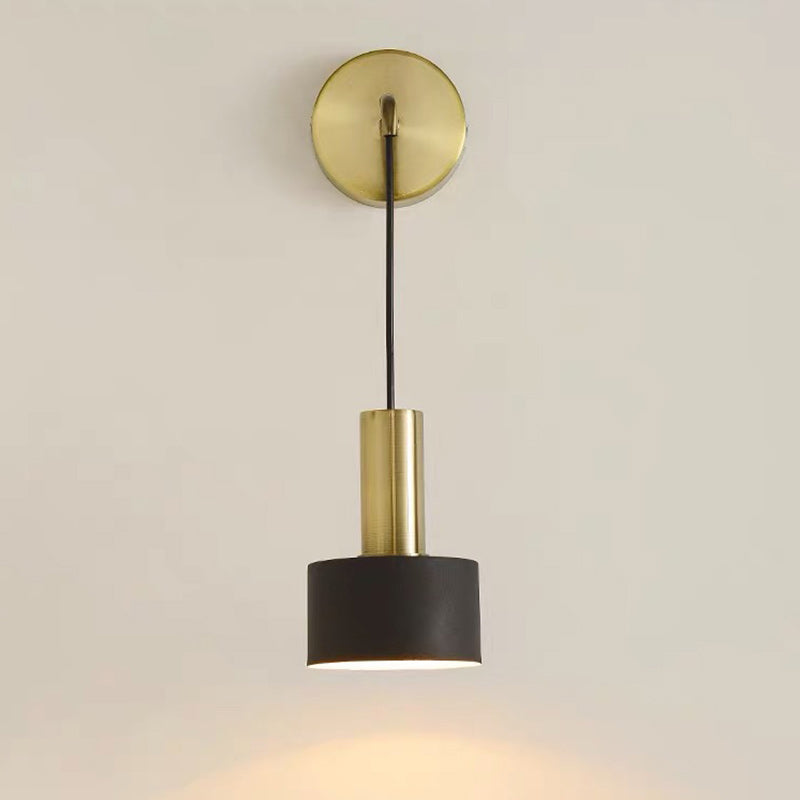 Modern Minimalist Cylinder Iron 1-Light Wall Sconce Lamp For Living Room