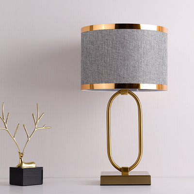 Contemporary Luxury Cylinder Iron Fabric 1-Light Table Lamp For Living Room