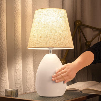 Contemporary Nordic Drum Iron Fabric 1-Light Table Lamp For Living Room