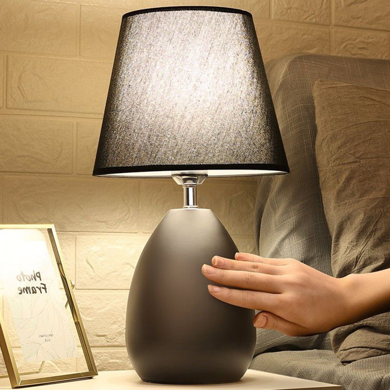 Contemporary Nordic Drum Iron Fabric 1-Light Table Lamp For Living Room