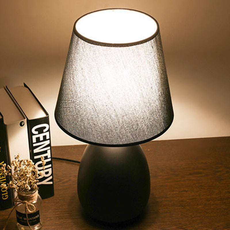 Contemporary Nordic Drum Iron Fabric 1-Light Table Lamp For Living Room