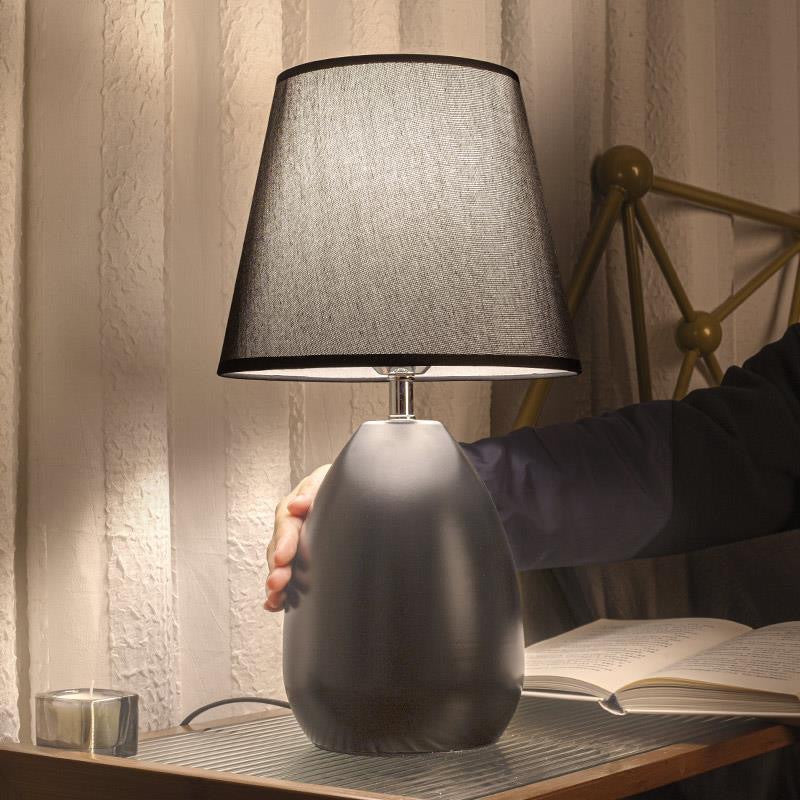 Contemporary Nordic Drum Iron Fabric 1-Light Table Lamp For Living Room