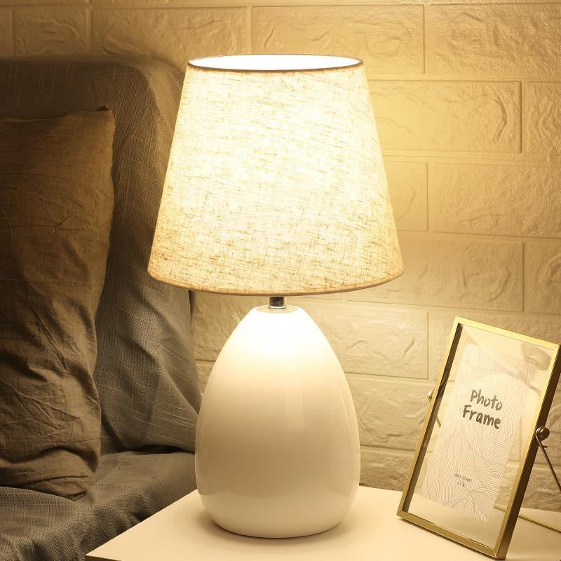 Contemporary Nordic Drum Iron Fabric 1-Light Table Lamp For Living Room