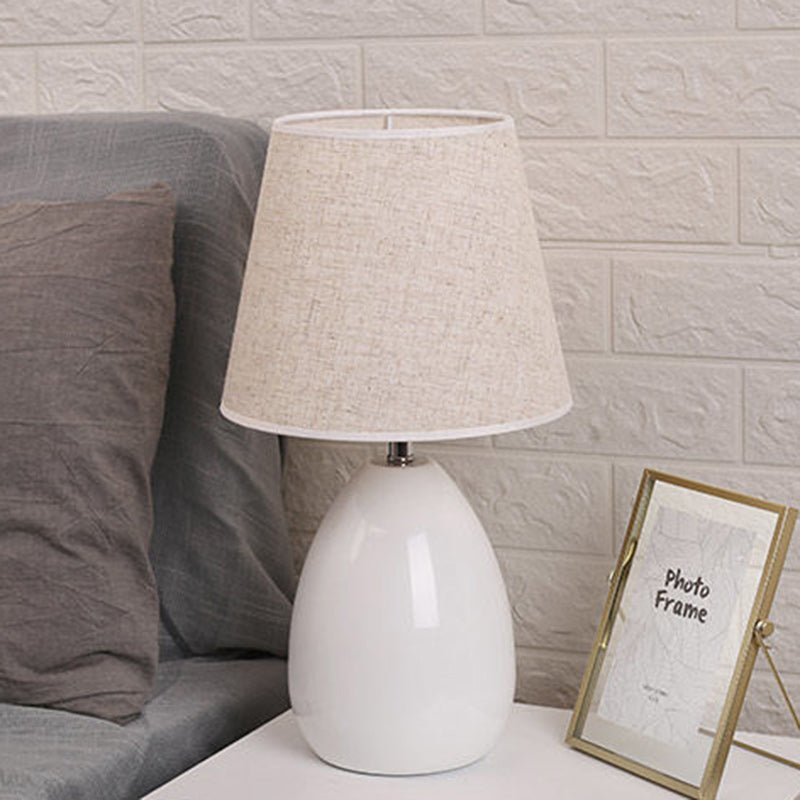 Contemporary Nordic Drum Iron Fabric 1-Light Table Lamp For Living Room