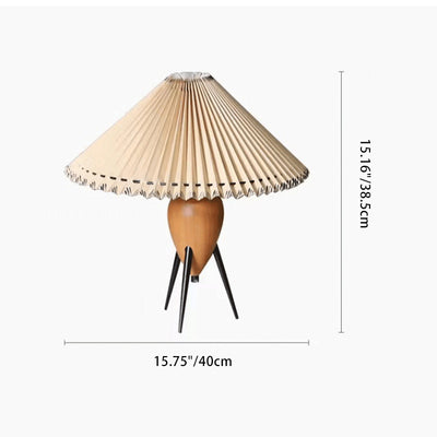 Contemporary Nordic Cone Steel Wood Fabric 1-Light Table Lamp For Living Room