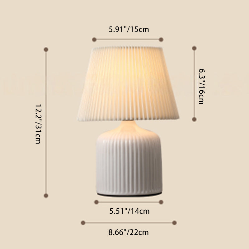 Contemporary Nordic Drum Ceramic Fabric 1-Light Table Lamp For Living Room