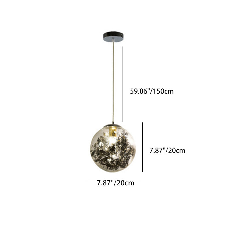 Contemporary Nordic Globe Iron Glass 1-Light Pendant Light For Living Room