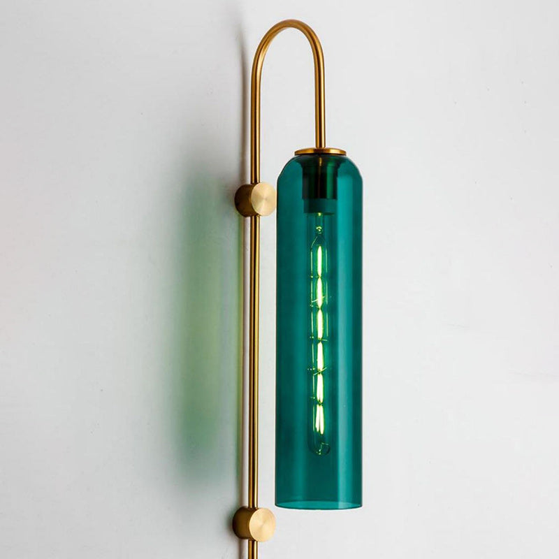 Contemporary Scandinavian Cylinder Iron Glass 1-Light Wall Sconce Lamp For Living Room