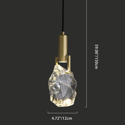 Contemporary Luxury Column Copper Crystal 1-Light Pendant Light For Living Room