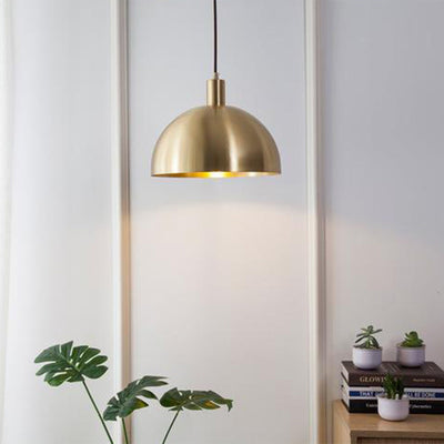 Contemporary Nordic Dome Copper 1-Light Pendant Light For Living Room