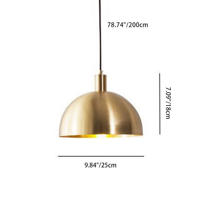 Contemporary Nordic Dome Copper 1-Light Pendant Light For Living Room