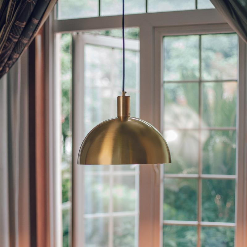 Contemporary Nordic Dome Copper 1-Light Pendant Light For Living Room