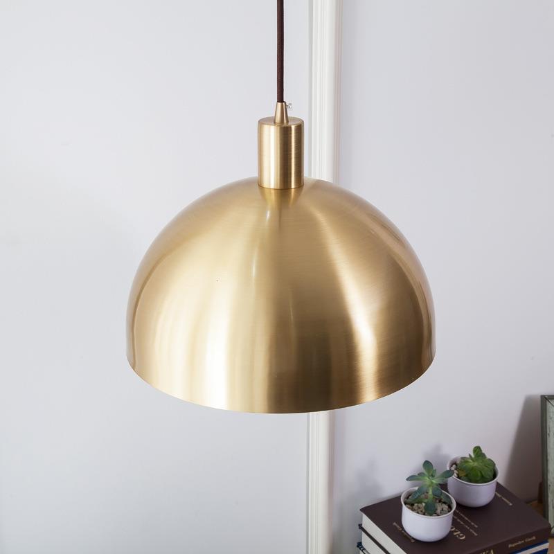 Contemporary Nordic Dome Copper 1-Light Pendant Light For Living Room