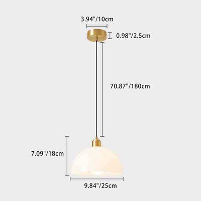 Modern Minimalist Dome Copper Glass 1-Light Pendant Light For Living Room