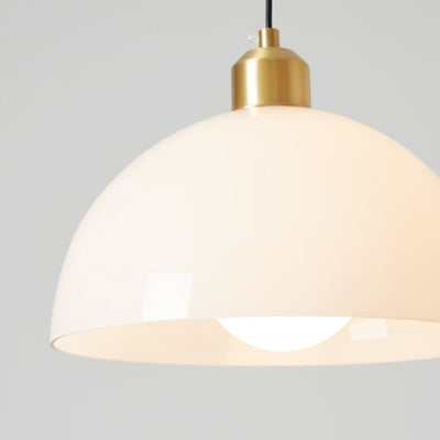 Modern Minimalist Dome Copper Glass 1-Light Pendant Light For Living Room