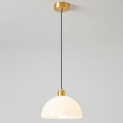 Modern Minimalist Dome Copper Glass 1-Light Pendant Light For Living Room