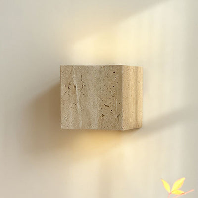 Traditional Japanese Rectangular Stone LED Wall Sconce Lamp For Living Room