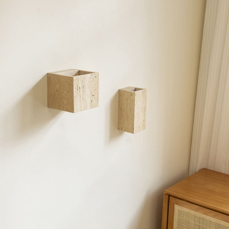 Traditional Japanese Rectangular Stone LED Wall Sconce Lamp For Living Room