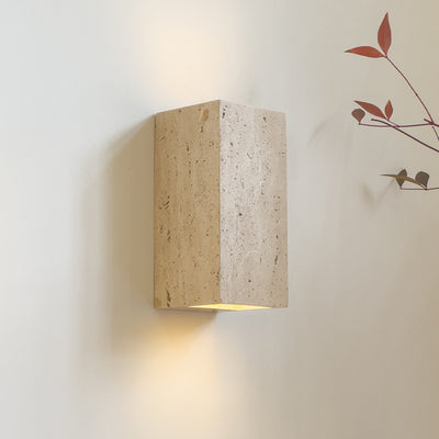 Traditional Japanese Rectangular Stone LED Wall Sconce Lamp For Living Room