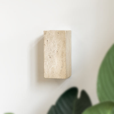 Traditional Japanese Rectangular Stone LED Wall Sconce Lamp For Living Room