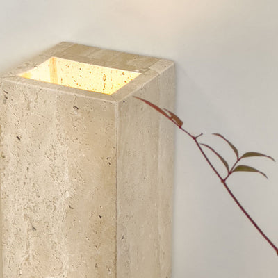 Traditional Japanese Rectangular Stone LED Wall Sconce Lamp For Living Room