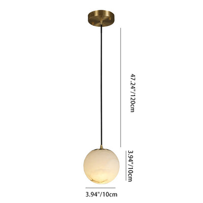 Contemporary Nordic Globe Copper Stone 1-Light Pendant Light For Living Room