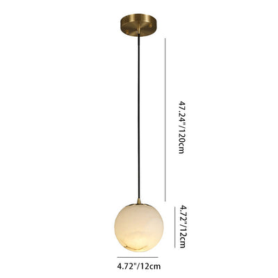 Contemporary Nordic Globe Copper Stone 1-Light Pendant Light For Living Room