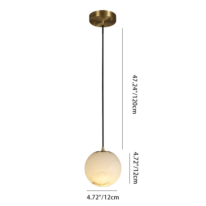 Contemporary Nordic Globe Copper Stone 1-Light Pendant Light For Living Room