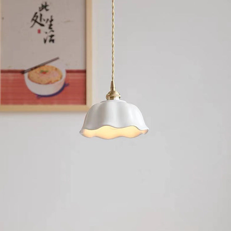 Contemporary Nordic Dome Copper Ceramic 1-Light Pendant Light For Living Room